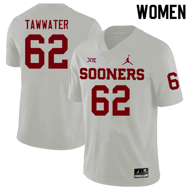 Women #62 Ben Tawwater Oklahoma Sooners College Football Jerseys Sale-White - Click Image to Close